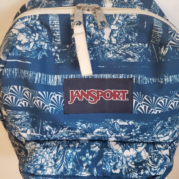 JANSPORT Backpack pattern blue white solid color back shoulder straps bags - Picture 5 of 14